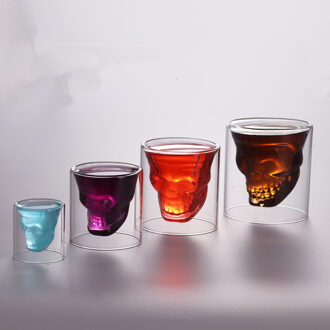 25Ml-250Ml 4 Stuks Schedel Bierglas Bar Dubbeldeks Piraat Menselijk Skelet Hoofd Glas Transparant cup Bier 150ml