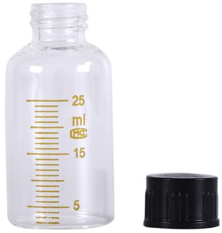 25Ml Transparante Glazen Fles Schroef Op Cover Afstuderen Sample Flesjes Zwarte Schroefdop Afgestudeerd Ronde Glazen Reagensfles