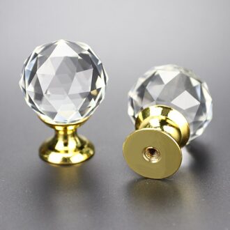 25Mm 30Mm Ronde Diamant Clear Crystal Ball Glas Knoppen Keuken Schuifladegrepen Knoppen Bureaulade Handvat Hardware Kast pulls 25mm-God