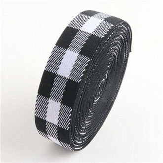 25mm Kleurrijke Gedrukt Gillter Elastische Linten Bands Elastische Tape DIY Hoofddeksels Kleding Zak Broek Naaien Accessoires 1 meter wit zwart