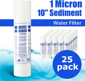 25Pcs 1/5 Micron Sediment Water Filter Purifier Cartridge Reverse Osmosis 10 Inch PP Cotton Filter Element Ultra Filtration