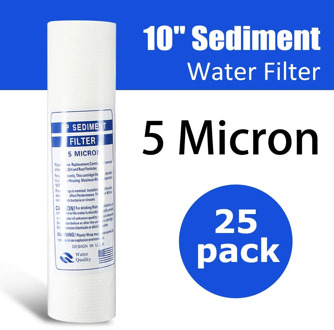 25Pcs 1/5 Micron Sediment Water Filter Purifier Cartridge Reverse Osmosis 10 Inch PP Cotton Filter Element Ultra Filtration