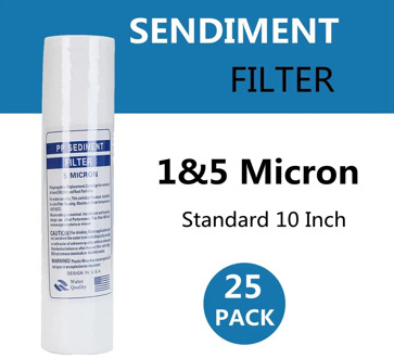 25Pcs 1/5 Micron Sediment Water Filter Purifier Cartridge Reverse Osmosis 10 Inch PP Cotton Filter Element Ultra Filtration