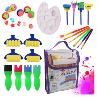 25PCS Children Paintbrushes Washable Paint Brushes Sponge Painting Brush Set for Toddler Kids Early DIY Learning Toys Finger Paints sponges Art Supplies Gifts for Acrylic Crafts Rock Tempera Paints