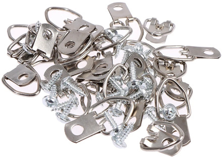 25pcs Golden Silver Black Triangle D-Ring Hanging Oil Painting Mirror Picture Frame Hanger Art Work Photo Wall Hook with screws