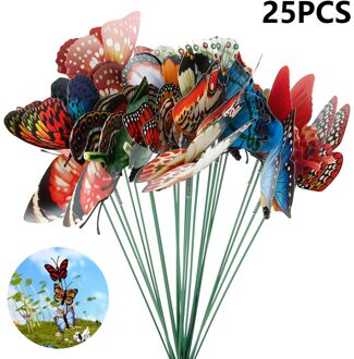 25Pcs Tuin Vlinders Stakes Outdoor Yard Diy 8Cm Lichtgevende Simulatie Vlinder Patio Decoratie Tuinieren Accessoires Sticks