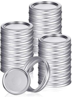 25Set Inblikken Pot Deksels En Bands Voor Regelmatige Mond Mason Potten, lekvrije Opslag Roestvrij Kan Covers Caps En Ringen