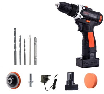 25V Auto Polijstmachine Accuboormachine Kit 1350Rpm Variabele Snelheid Polijstmachine Waxer Power Schroevendraaier Met Licht Oplaadbare VS