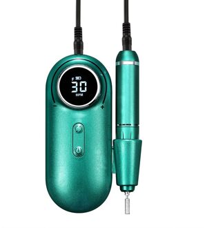 25W Oplaadbare Nail Boor Machine 30000Rpm Sterke Power Draagbare Elektrische Nagels Boor Apparatuur Voor Manicure Pedicure Cutter groen