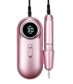 25W Oplaadbare Nail Boor Machine 30000Rpm Sterke Power Draagbare Elektrische Nagels Boor Apparatuur Voor Manicure Pedicure Cutter Roze