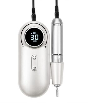 25W Oplaadbare Nail Boor Machine 30000Rpm Sterke Power Draagbare Elektrische Nagels Boor Apparatuur Voor Manicure Pedicure Cutter wit
