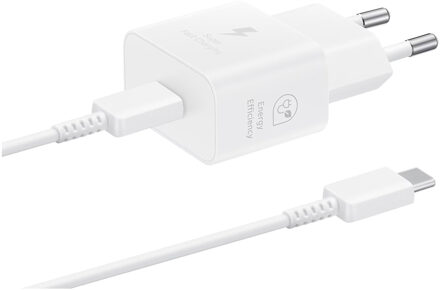 25W Power Adapter met USB-C naar USB-C kabel Oplader Wit