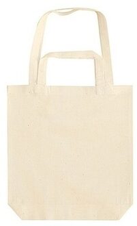 25x canvas tas met dubbel hengsel - beige - 38 x 42 cm- katoen - boodschappen draagtas/shopper