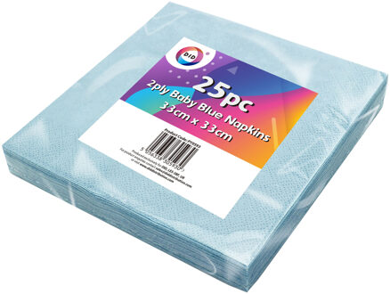 25x Lichtblauwe servetten 2-laags van papier 33 x 33 cm