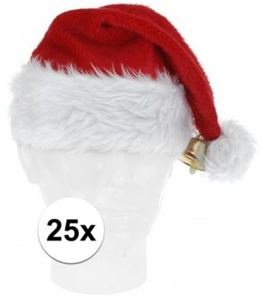 25x Luxe pluche kerstmutsen met bel