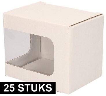 25x Mok opbergen doosje met venster - mokkendoosjes / mokken verpakkingen