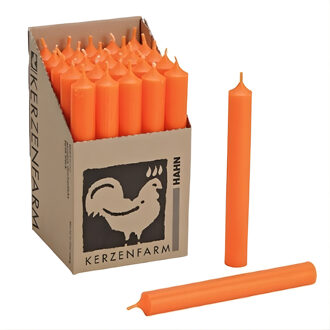 25x Oranje diner kaarsen 18 cm 7 branduren - Dinerkaarsen