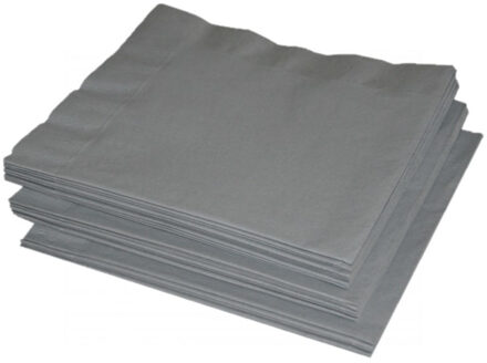 25x Papieren zilveren servetten 41 x 41 cm - Feestservetten Zilverkleurig
