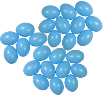 25x Plastic blauwe eitjes 6 cm decoratie/versiering - Feestdecoratievoorwerp