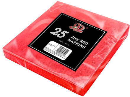 25x Rode servetten 2-laags van papier 33 x 33 cm