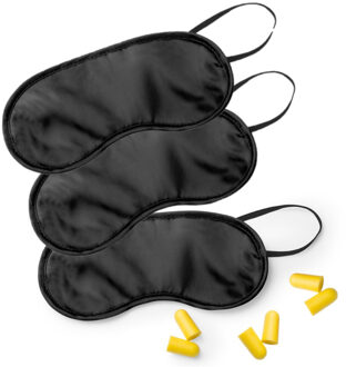 25x slaapmasker met oordoppen - zwart - verduisterend travel masker