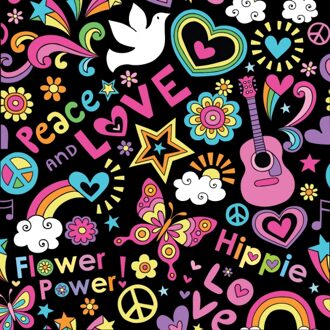 25x stuks Hippie Flower Power thema bierviltjes - Bierfiltjes Multikleur