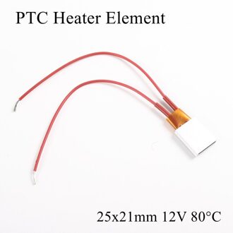 25x21mm 12 V 80 Graden Celsius Aluminium PTC Verwarmingselement Constante Thermostaat Thermistor Lucht Verwarming Sensor Met shell 25*21mm