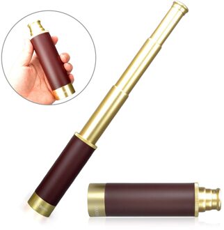 25X30 Pocket Zoomable Monoculaire Piraat Telescoop Draagbare Inklapbare Handheld Vintage Monoculaire Telescoop Bruin