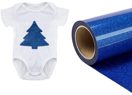 25X300Cm Pvc Warmteoverdracht Vinyl Film Warmte Persmachine T-shirt Ijzer Op Htv Afdrukken Vel Diy Kleding door 10 Voeten Glitter Roll blauw