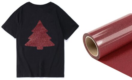 25X300Cm Pvc Warmteoverdracht Vinyl Film Warmte Persmachine T-shirt Ijzer Op Htv Afdrukken Vel Diy Kleding door 10 Voeten Glitter Roll rood