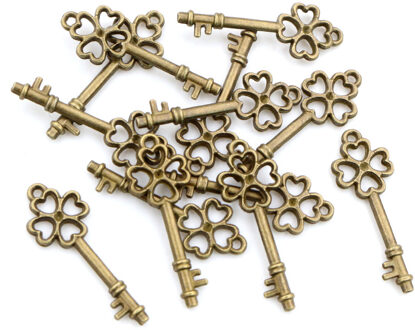 25X9Mm 40Pcs Brons Antiek Verzilverd Key Handgemaakte Charms Hanger: Diy Voor Armband Ketting bronzen