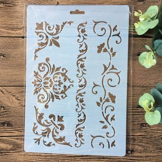 26 cm Bloem Frame Edge DIY Gelaagdheid Stencils Schilderij Plakboek Kleuring Embossing Album Decoratieve Papieren Kaart Template