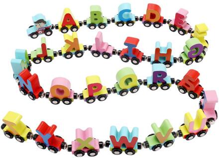 26 engels Letters Kleine Trein Houten Speelgoed Kinderen 1-3 Jaar Oude Puzzel Cognitieve Magnetische Letters Auto Vroeg Onderwijs om