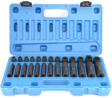 26 Pcs 3/8 Inch Drive CRV Metric Auto Repair Pneumatic Impact Socket Set