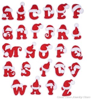 26 Pcs Iron On Letters Patches Applique Naaien Patches Kerst Brief A-Z Patch Alfabet Geborduurde Patches Diy A07 21 -B