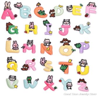 26 Pcs Iron On Letters Patches Applique Naaien Patches Kerst Brief A-Z Patch Alfabet Geborduurde Patches Diy A07 21 -E