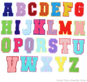 26 Pcs Iron On Letters Patches Applique Naaien Patches Kerst Brief A-Z Patch Alfabet Geborduurde Patches Diy A07 21 -F