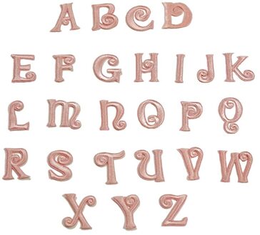 26 Pcs Iron On Letters Patches Applique Naaien Patches Rose Gouden Brief A-Z Patch Alfabet Geborduurde Patches Diy