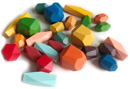 26 Pcs Kinderen Houten Gekleurde Steen Stapelen Spel Bouwsteen Kinderen Speelgoed Dxad