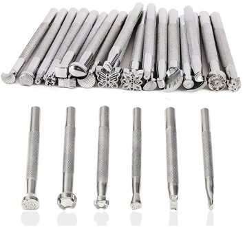 26 Pcs Lederen Stempelen Gereedschap Set Verschillende Vorm Saddle Maken Gereedschap Carving Punch Gereedschap Voor Leer Craft