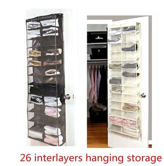 26 Pocket Deur Opknoping Schoenenrek Organizer Holder Opvouwbare Closet Space Saver Beige