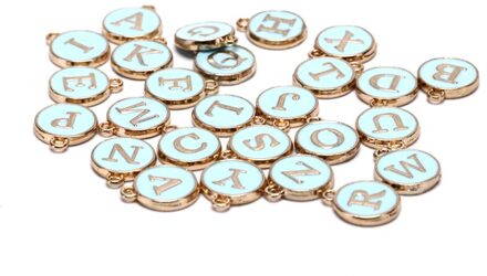 26 Stks/partij 12*15 Mm Emaille A-Z Alfabet Eerste Brief Bedels Handgemaakte Hanger Voor Diy Armband Sieraden maken blauw