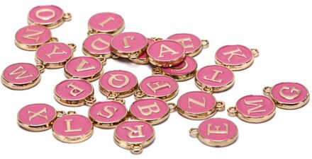 26 Stks/partij 12*15 Mm Emaille A-Z Alfabet Eerste Brief Bedels Handgemaakte Hanger Voor Diy Armband Sieraden maken roos