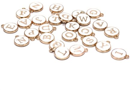 26 Stks/partij 12*15 Mm Emaille A-Z Alfabet Eerste Brief Bedels Handgemaakte Hanger Voor Diy Armband Sieraden maken wit