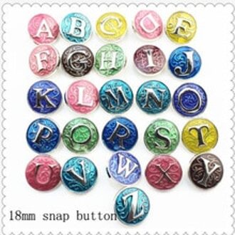 26 Stks/partij Initial A-Z Griekse Letters Snap Sieraden 18Mm Metalen Knop Fit Snap Armband Mengsel