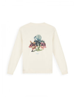 26010309 54 heren - hoodie crewneck trio of flowers Ecru - M