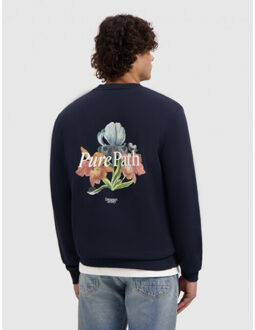 26010309 57 crewneck sweater  - trio of flowers Blauw - L