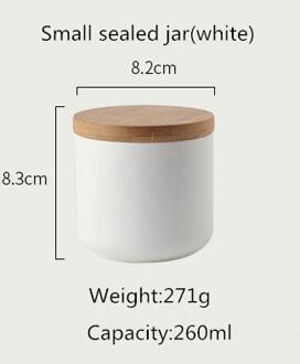 260Ml/800Ml/1000Ml Verzegelde Keramische Opslag Pot Met Bamboe Deksel Kruiden Tank Container Keuken Voedsel fles Koffie Thee Caddy S sealed jar-wit