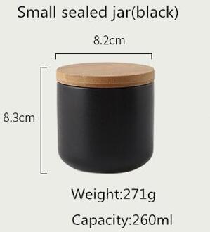 260Ml/800Ml/1000Ml Verzegelde Keramische Opslag Pot Met Bamboe Deksel Kruiden Tank Container Keuken Voedsel fles Koffie Thee Caddy S sealed jar-zwart