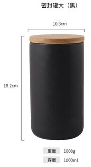 260Ml/800Ml/1000Ml Verzegelde Keramische Opslag Pot Voor Specerijen Tank Container Voor Eten Met Deksel fles Koffie Thee Caddy Keuken l zwart